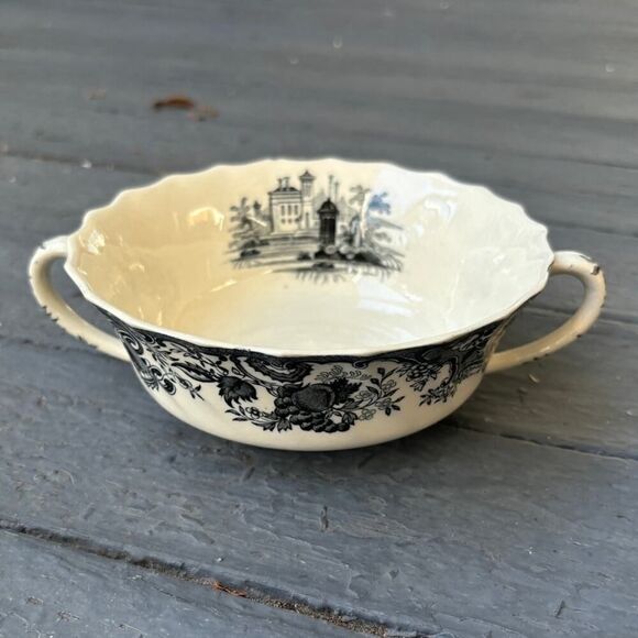 Vintage 1928 Copeland England Late SPODE Black + White - 5" Soup Bowl (5) avail - Picture 1 of 11